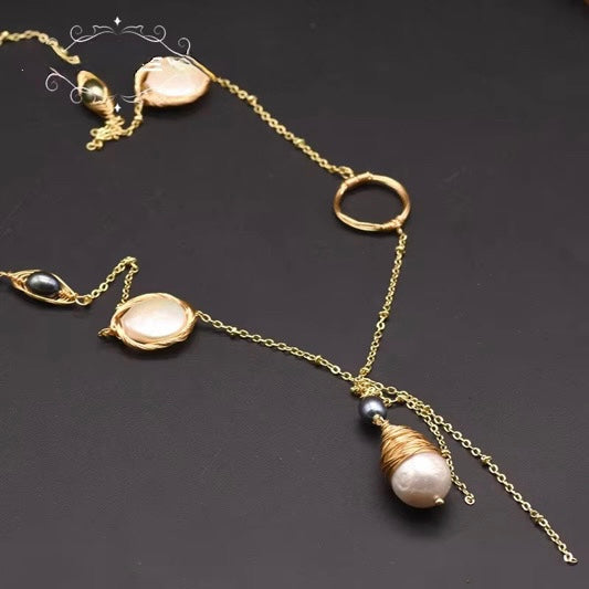 18K Gold-Plated Freshwater Pearl Lariat Necklace