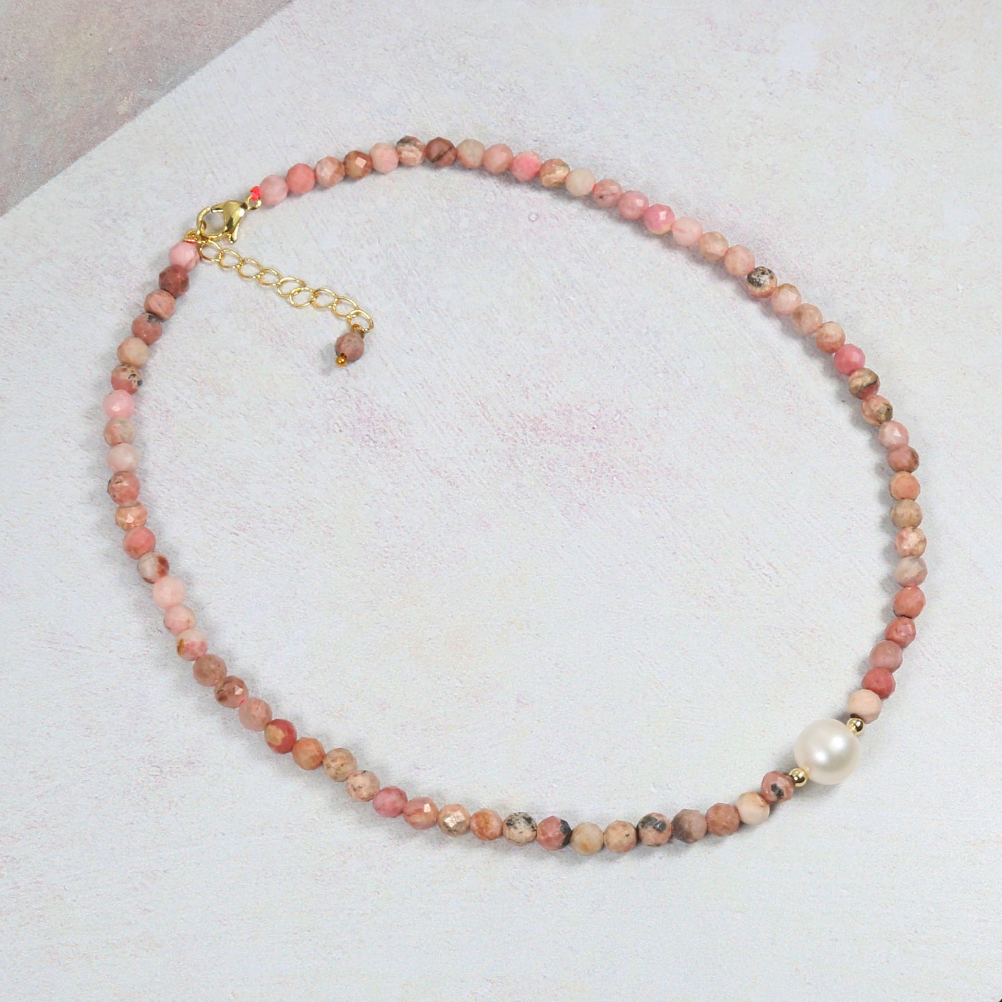 Pink Opal and Freshwater Pearl Short Necklace