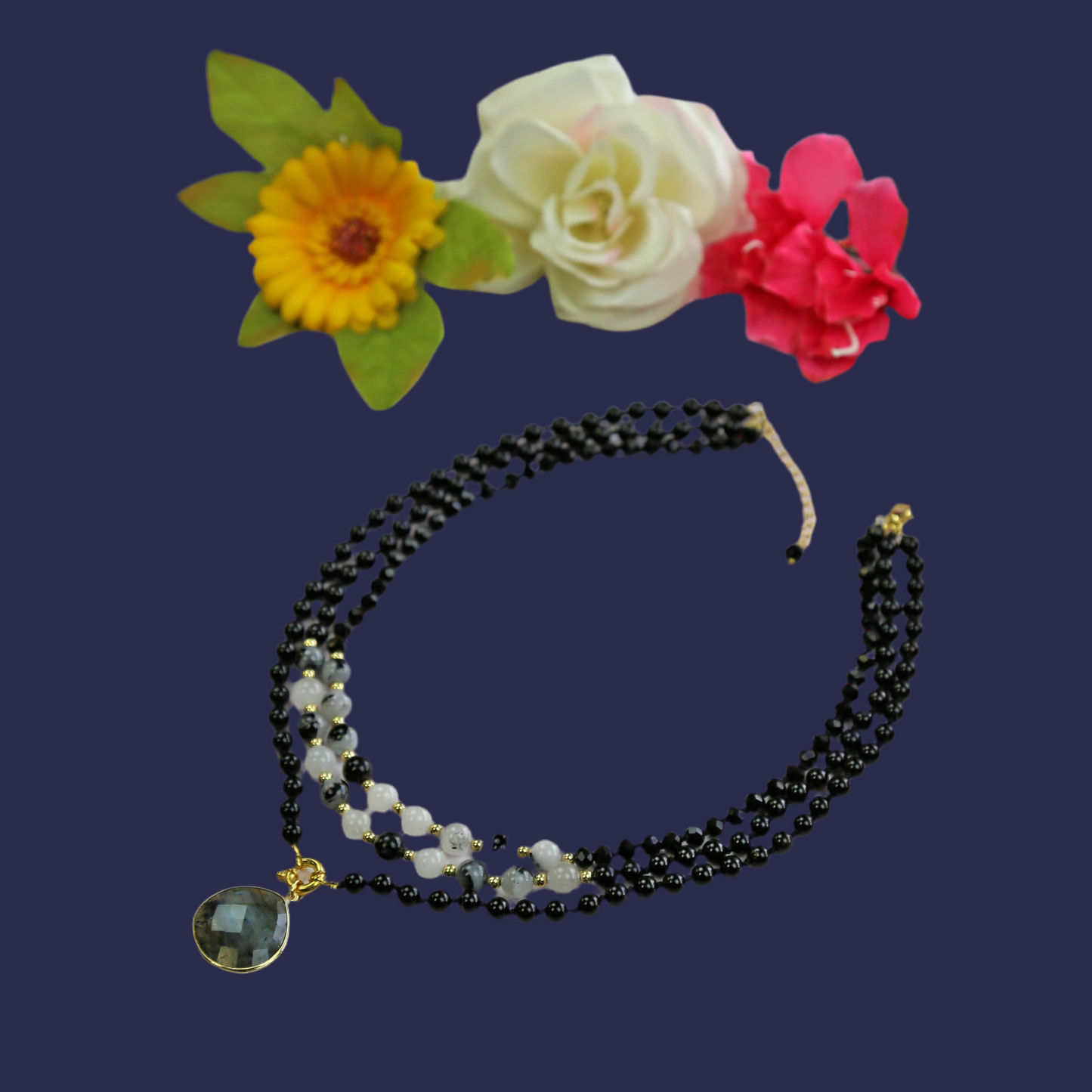 Onyx and Labradorite Pendant Necklace