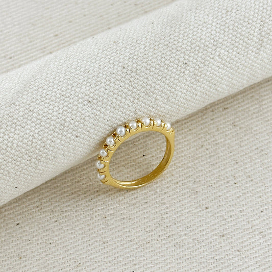 18k Gold Filled Fresh Water Pearl Band Ring