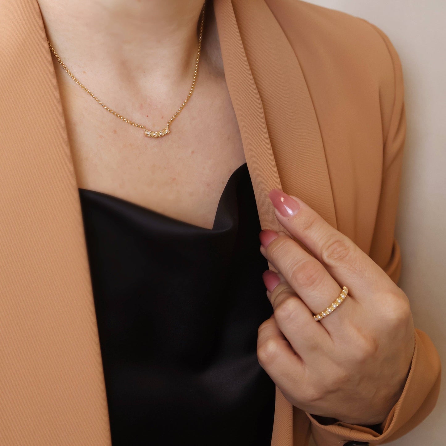 18k Gold Filled Fresh Water Pearl Band Ring