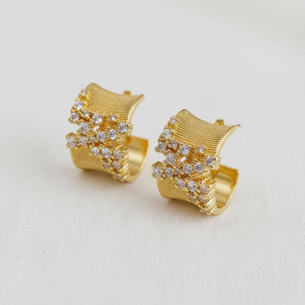 Irregular Cubic Zirconia C-Hoop Earrings