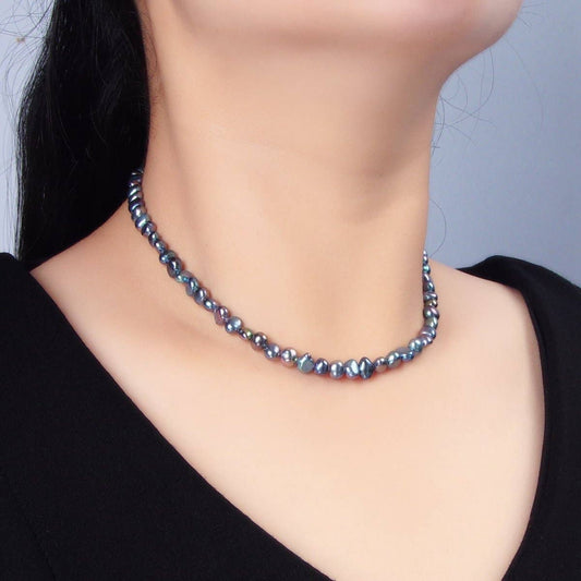 24K Gold Filled 7mm Baroque Peacock Freshwater Pearl 14 Inch Necklace | WA-2588