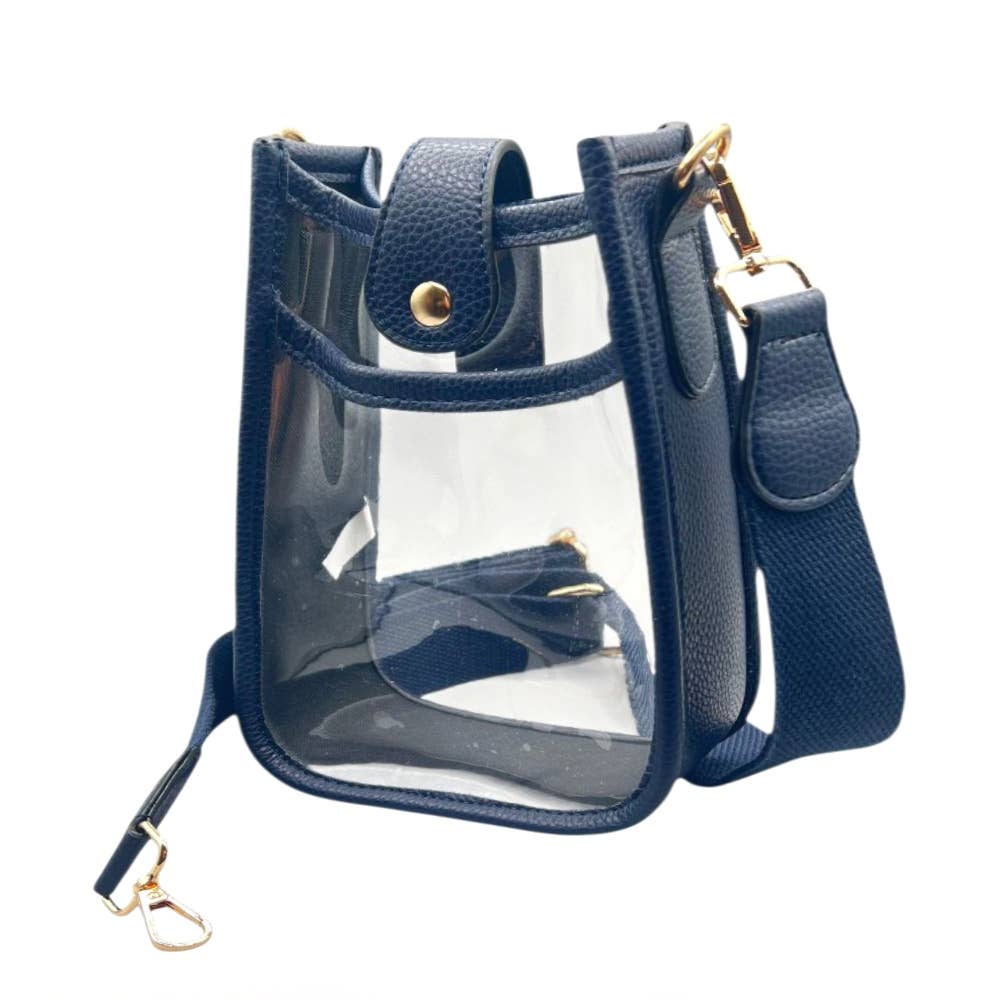 Solid Faux Leather Transparent Crossbody Bag: Clear,Orange