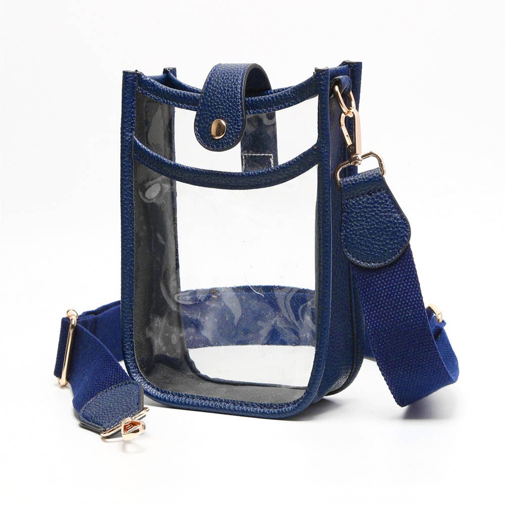 Solid Faux Leather Transparent Crossbody Bag: Clear,Orange