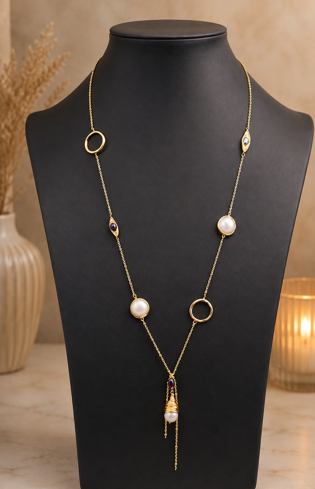 18K Gold-Plated Freshwater Pearl Lariat Necklace