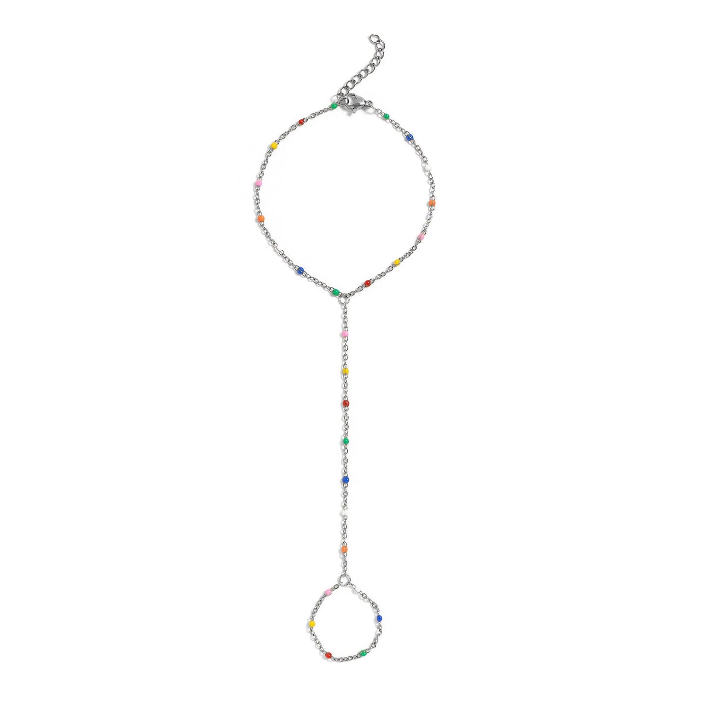 18K Gold PVD Stainless Steel Multi Color Hand Chain: Gold