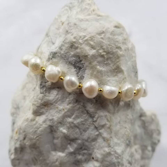 Gold Plated Slider Freshwater Pearl Bracelet