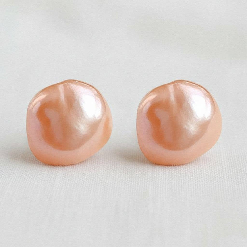 Baroque Iridescent Freshwater Pearl Stud Earrings