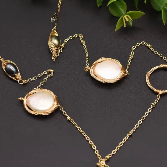 18K Gold-Plated Freshwater Pearl Lariat Necklace
