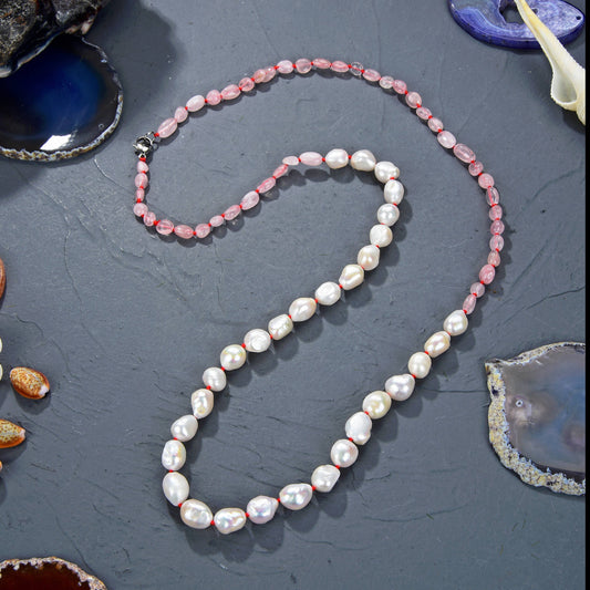 Rose Quartz & Pearl Necklace