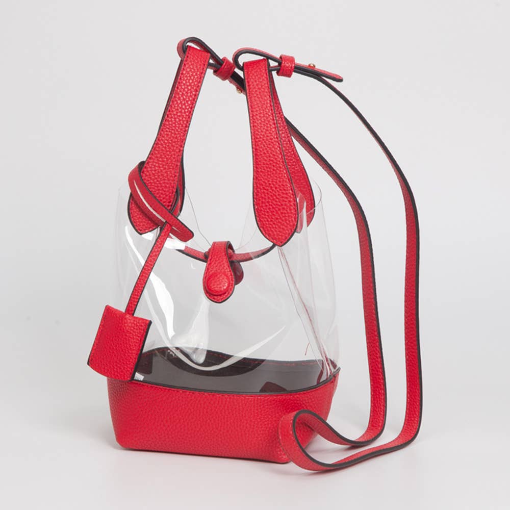 Transparent Bucket Shoulder Bag / Crossbody Bag: Clear,Purple