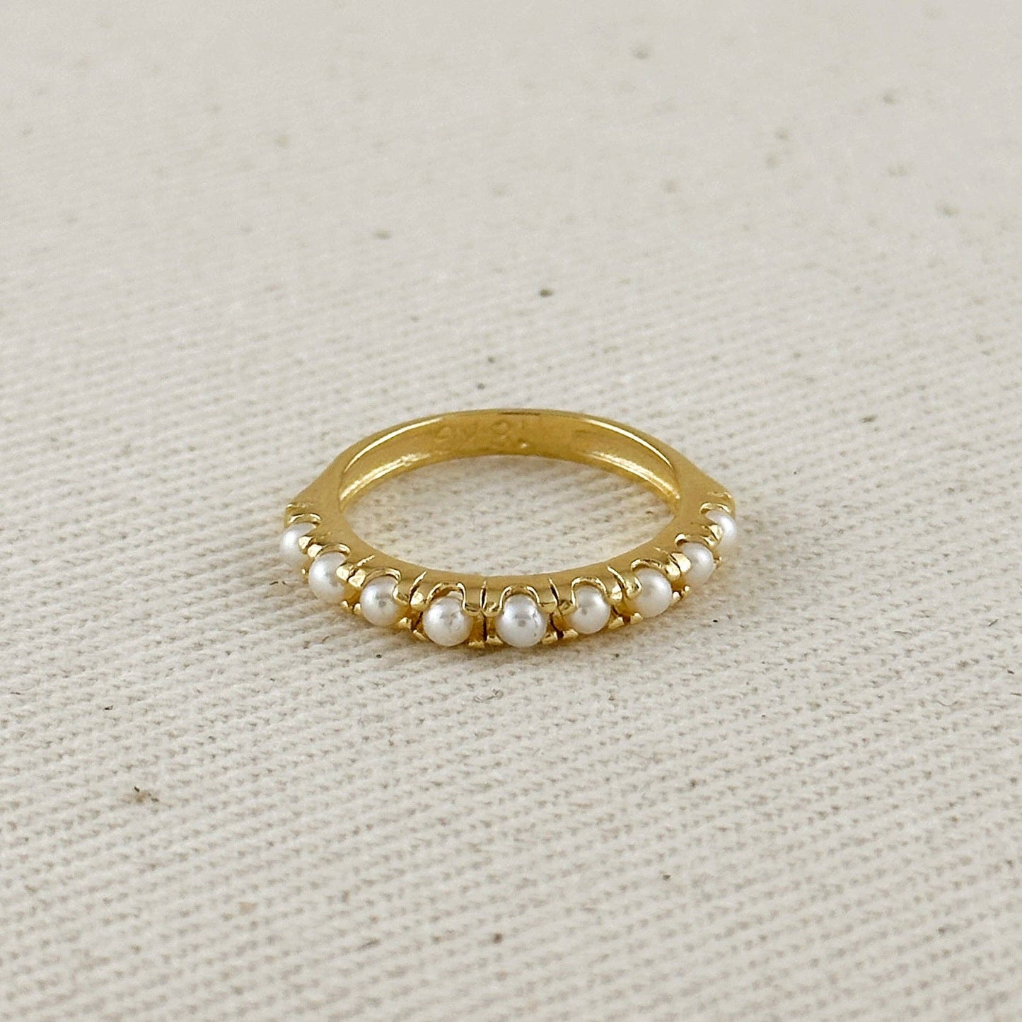 18k Gold Filled Fresh Water Pearl Band Ring