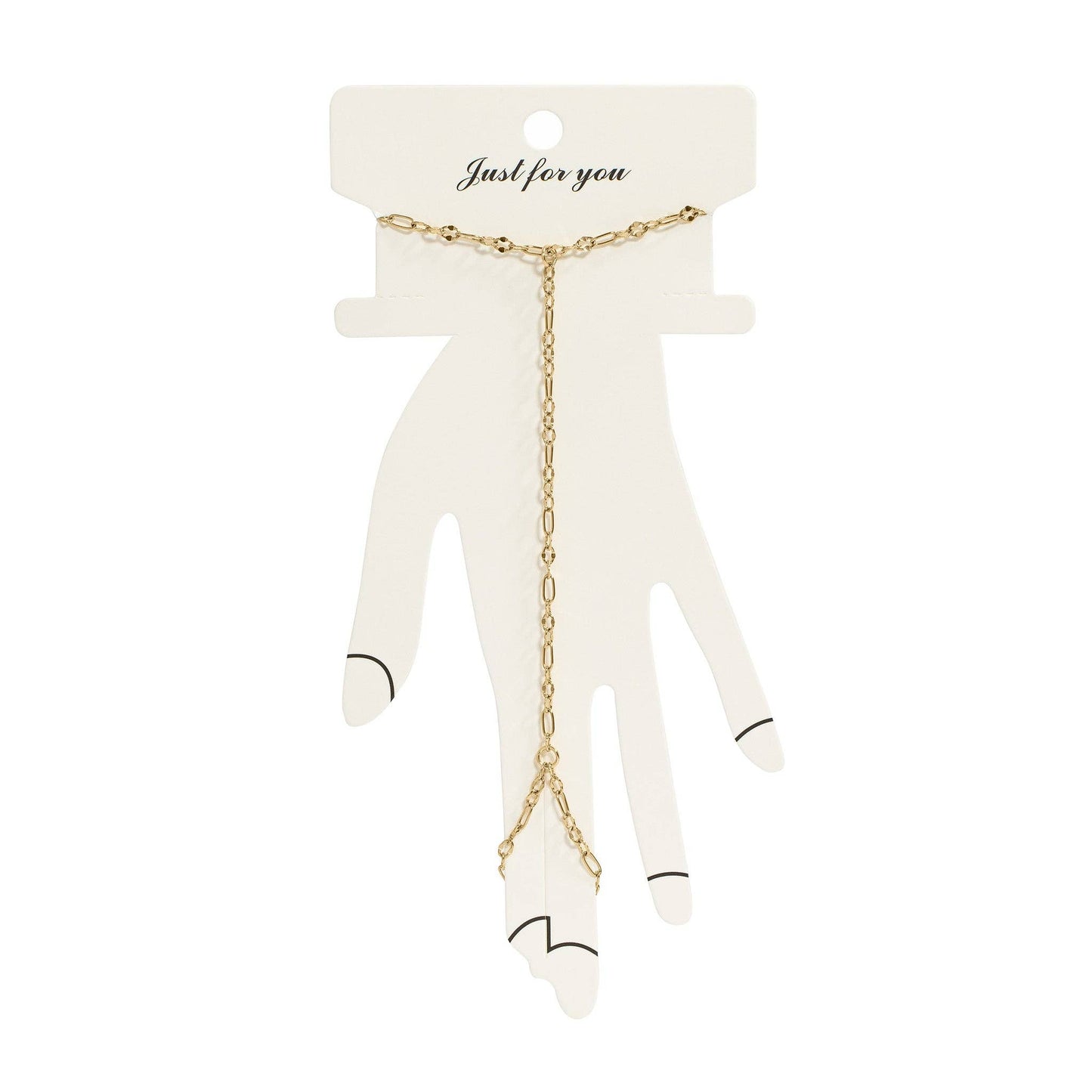 18K Gold PVD Stainless Steel Smooth Lip Hand Chain: Gold