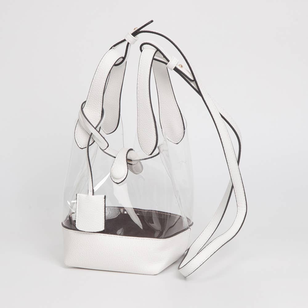 Transparent Bucket Shoulder Bag / Crossbody Bag: Clear,Purple