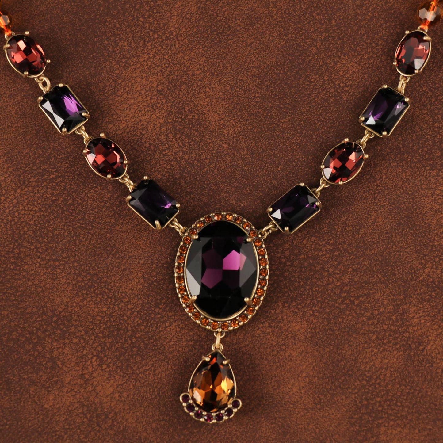 Vintage Bohemian Purple Gem & Crystal Necklace