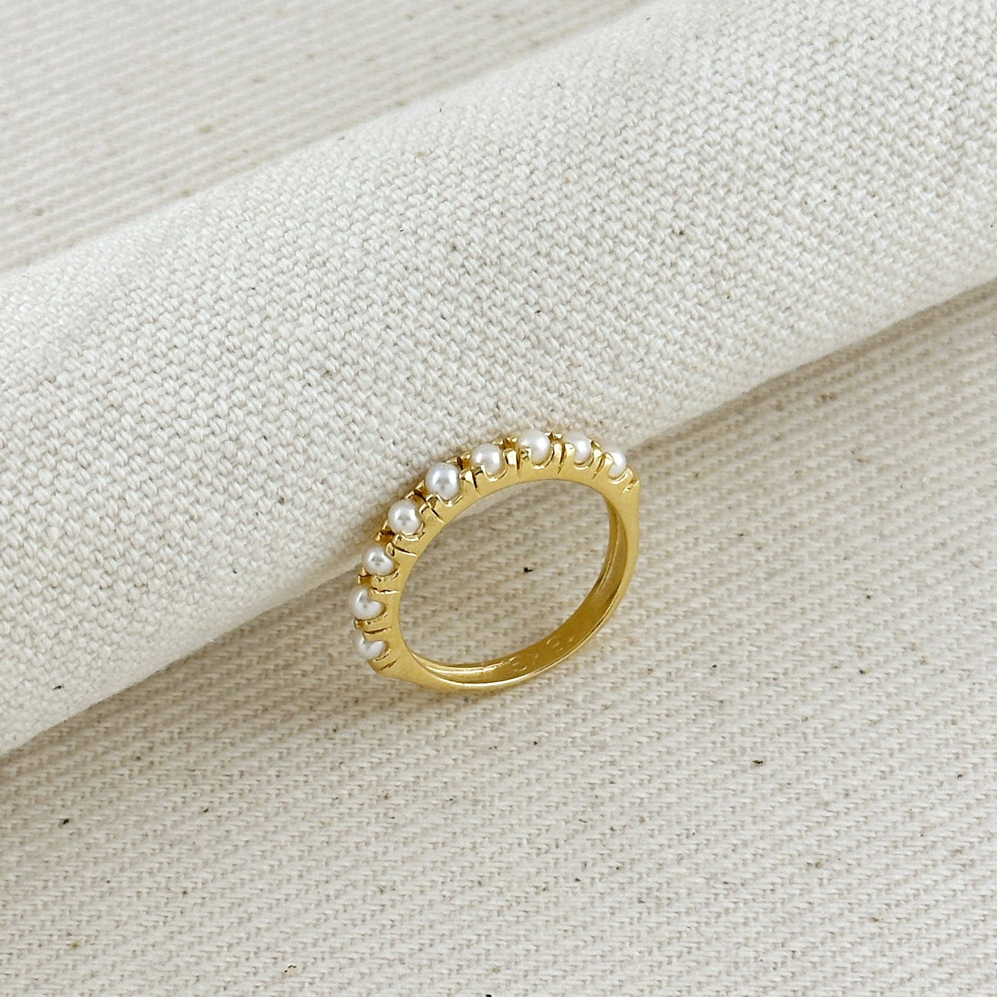 18k Gold Filled Fresh Water Pearl Band Ring