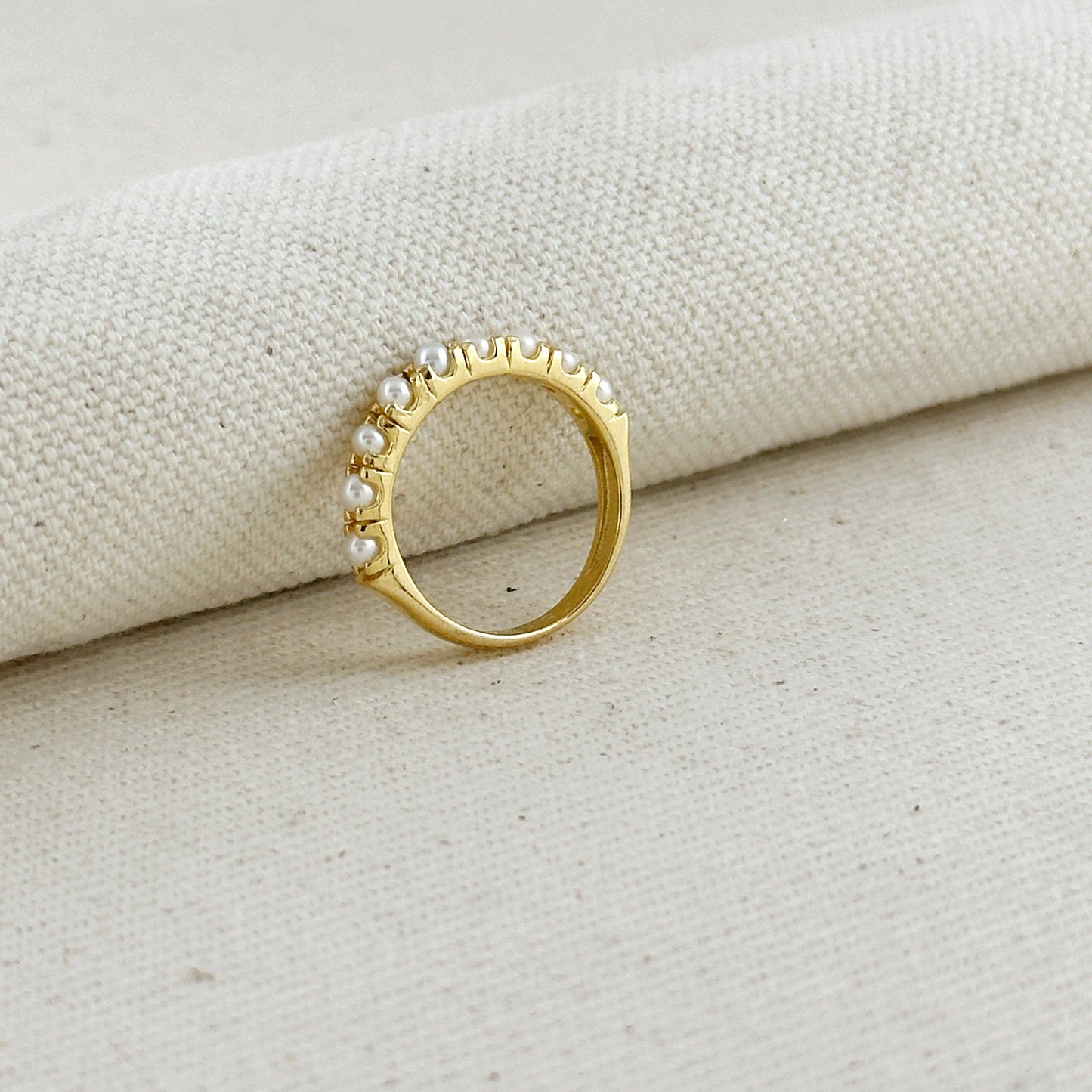 18k Gold Filled Fresh Water Pearl Band Ring