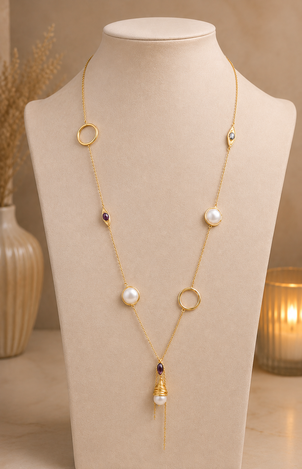 18K Gold-Plated Freshwater Pearl Lariat Necklace