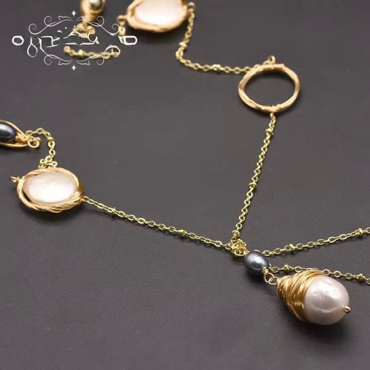 18K Gold-Plated Freshwater Pearl Lariat Necklace