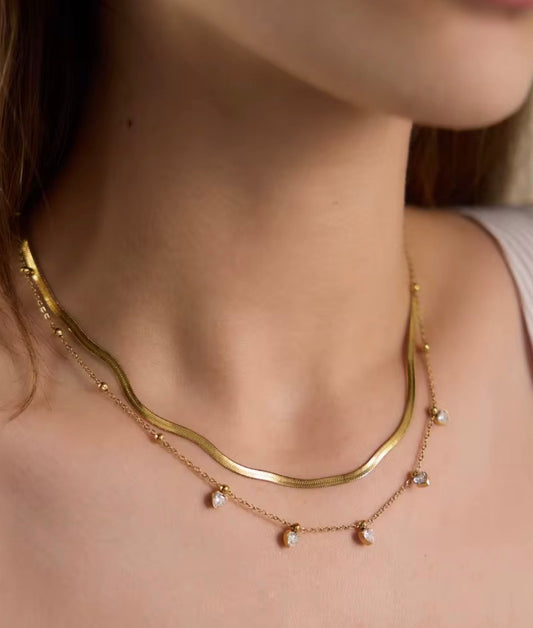 Layered Heart Necklace – 18K Gold Plated Stainless Steel