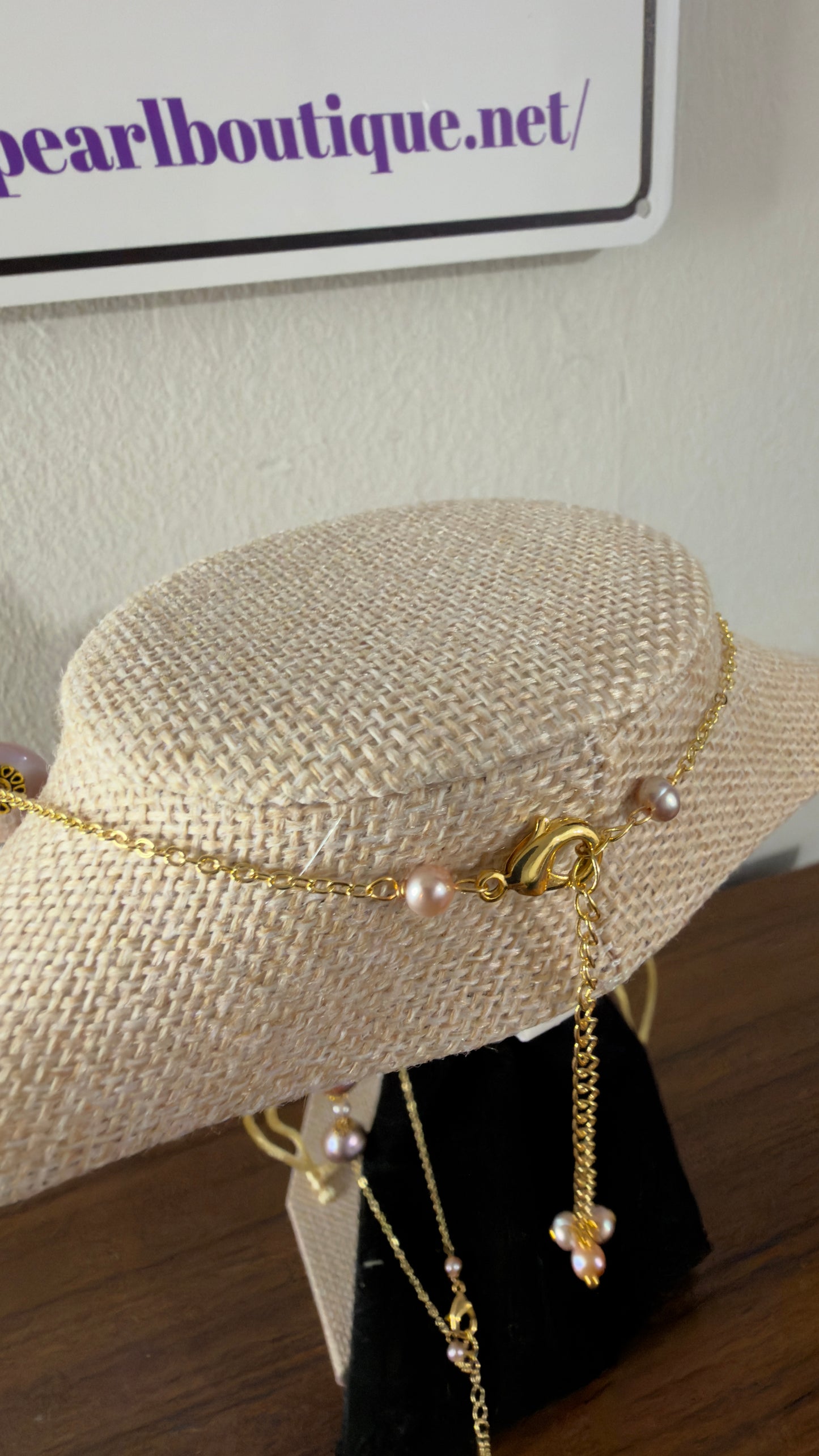 Radiant Rose Statement Necklace and ear stud AA+ quality Freshwater Pearls