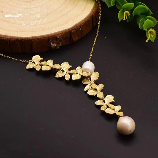 Vintage Floral Freshwater Pearl Necklace