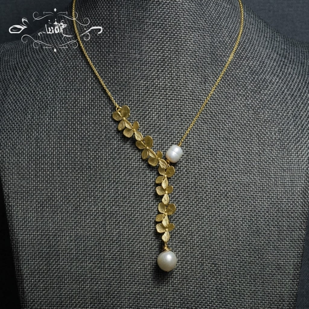 Vintage Floral Freshwater Pearl Necklace