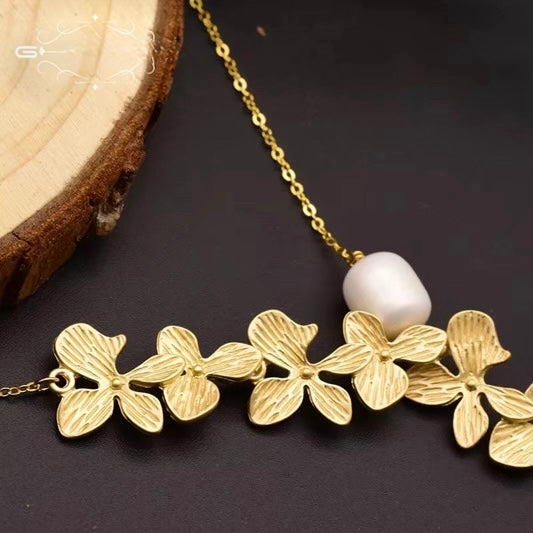 Vintage Floral Freshwater Pearl Necklace