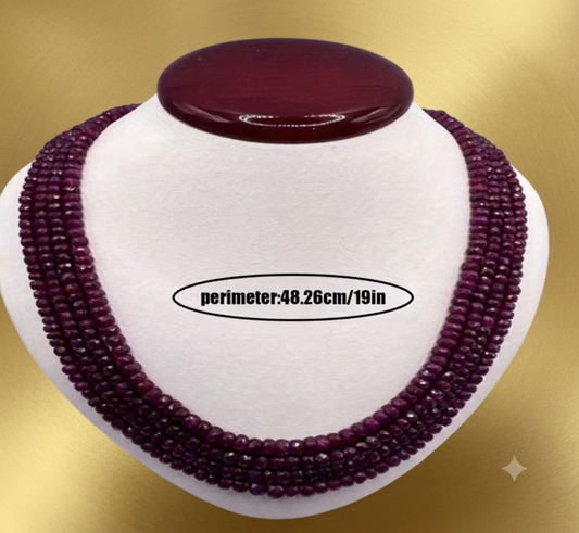 Handmade 4-Row Natural Red Stone Necklace