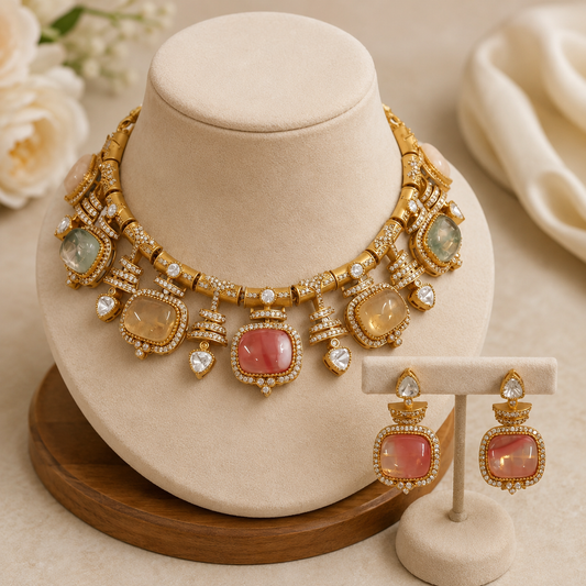 Premium Quality Necklace With Beautiful Earrings Unique Latest Design designer Inspired Set Perfect For Wedding,
Party Wear