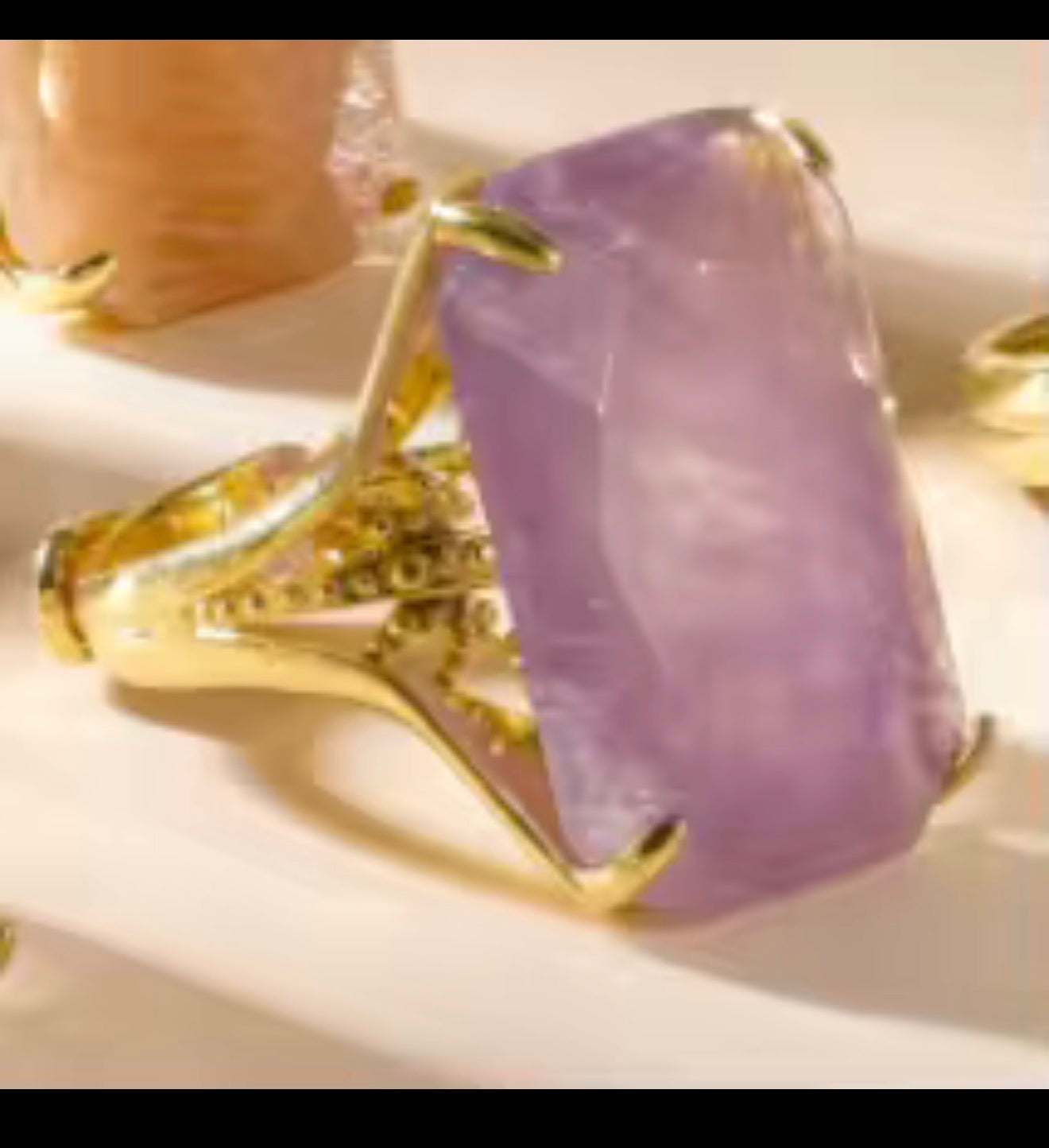 18K Gold Plated Rectangle Labradorite Ring High Quality Marquise Cut Gemstone Classic Bezel Setting