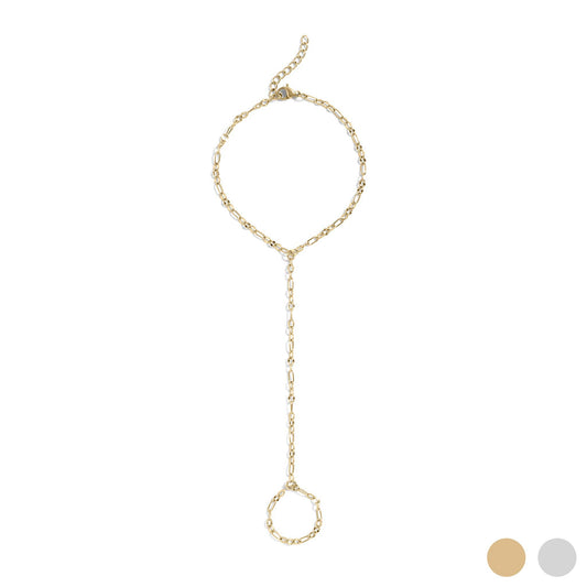 18K Gold PVD Stainless Steel Smooth Lip Hand Chain: Gold