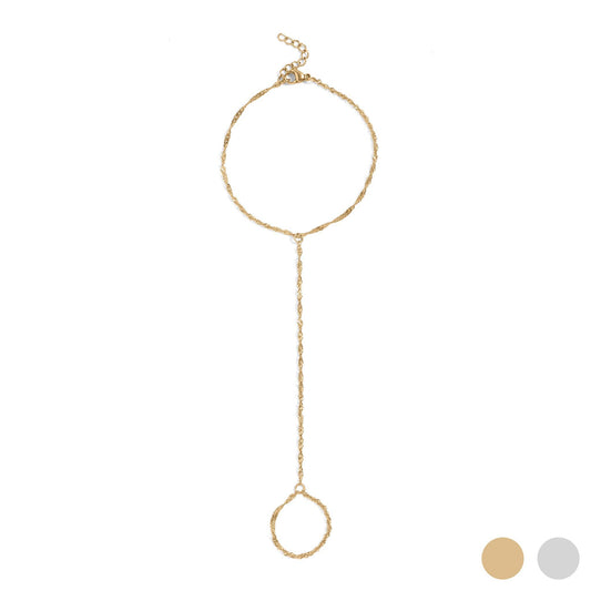 18K Gold PVD Stainless Steel Singapore Hand Chain: Gold