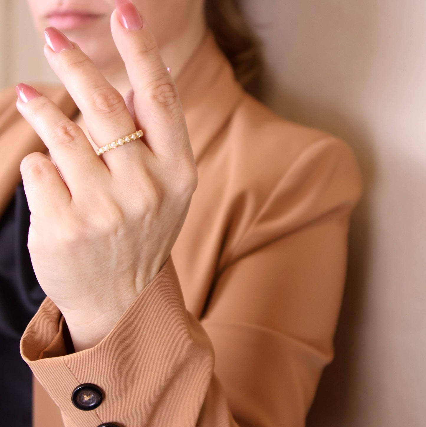 18k Gold Filled Fresh Water Pearl Band Ring