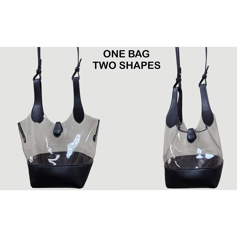 Transparent Bucket Shoulder Bag / Crossbody Bag: Clear,Purple