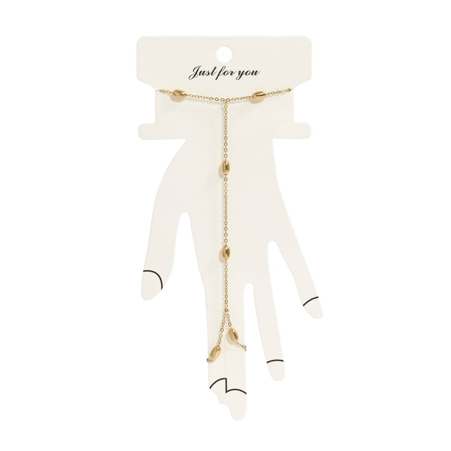 18K Gold PVD Stainless Steel Statement Bead Hand Chain: Gold