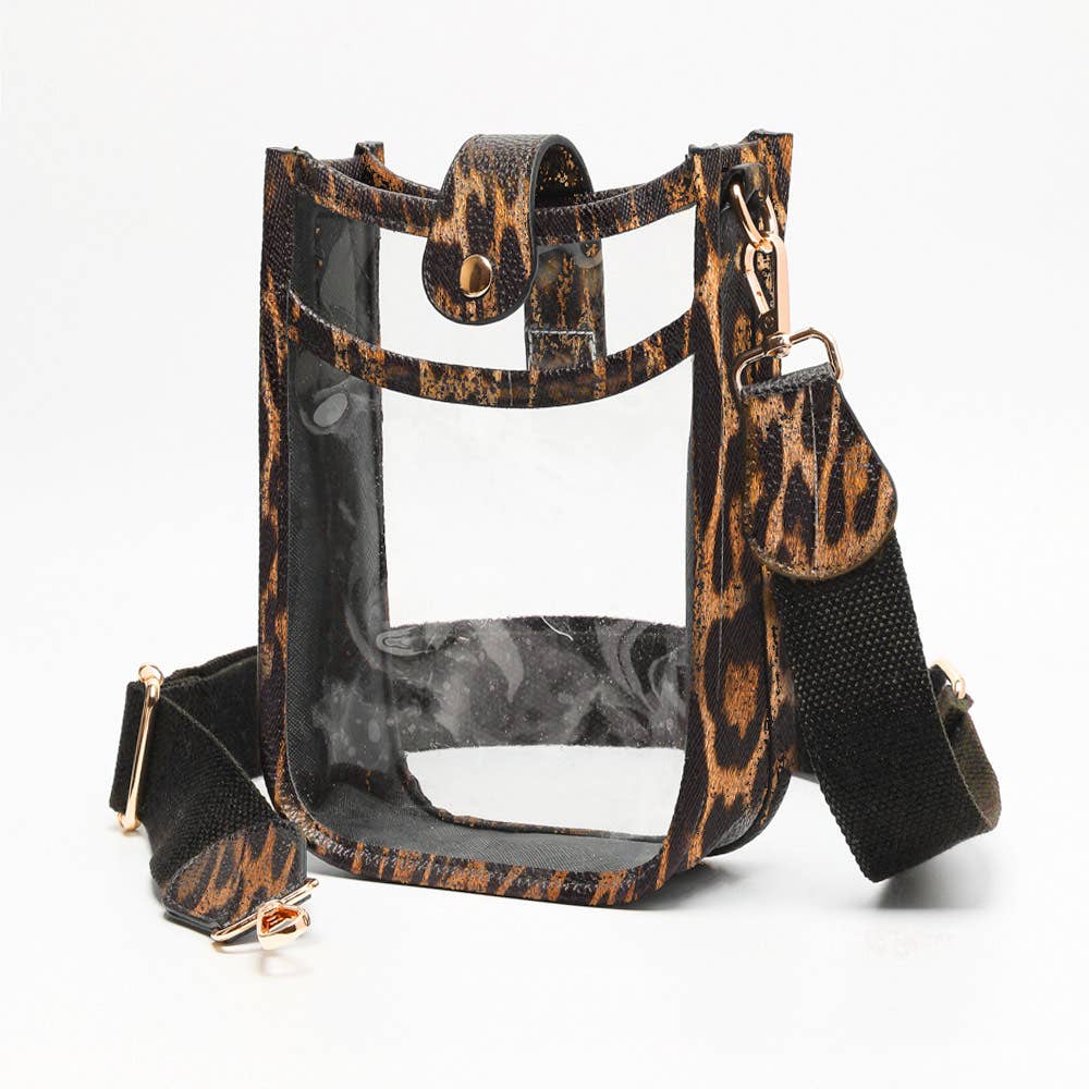 Solid Faux Leather Transparent Crossbody Bag: Clear,Orange
