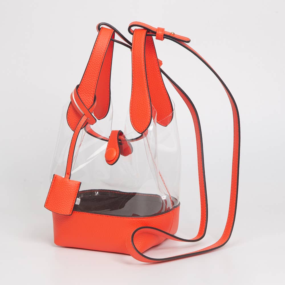 Transparent Bucket Shoulder Bag / Crossbody Bag: Clear,Purple
