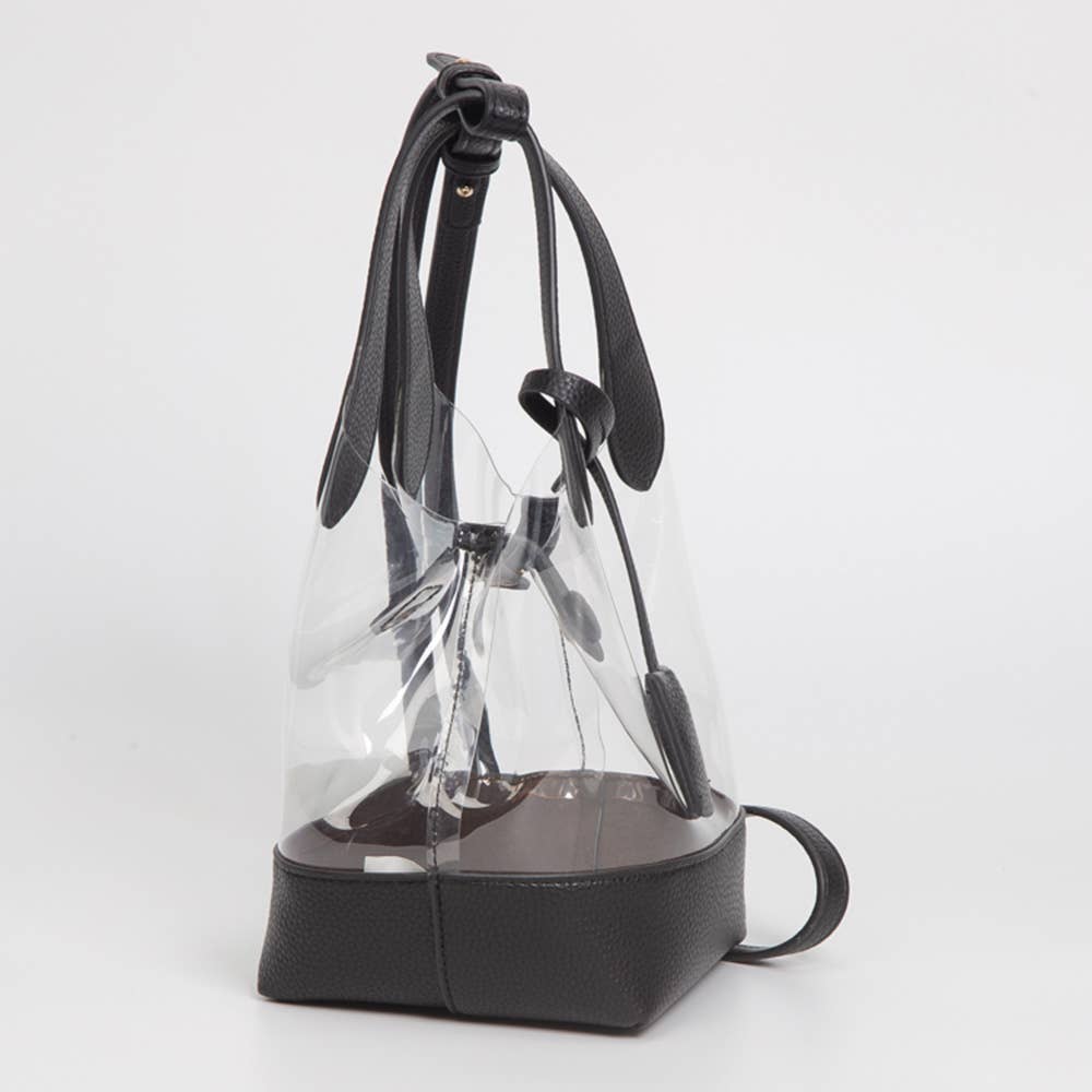 Transparent Bucket Shoulder Bag / Crossbody Bag: Clear,Purple