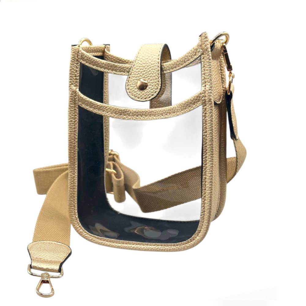 Solid Faux Leather Transparent Crossbody Bag: Clear,Orange