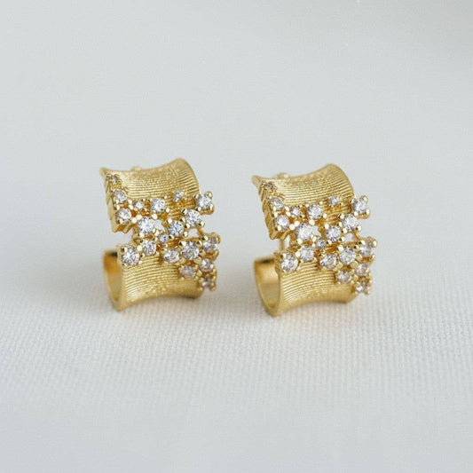 Irregular Cubic Zirconia C-Hoop Earrings