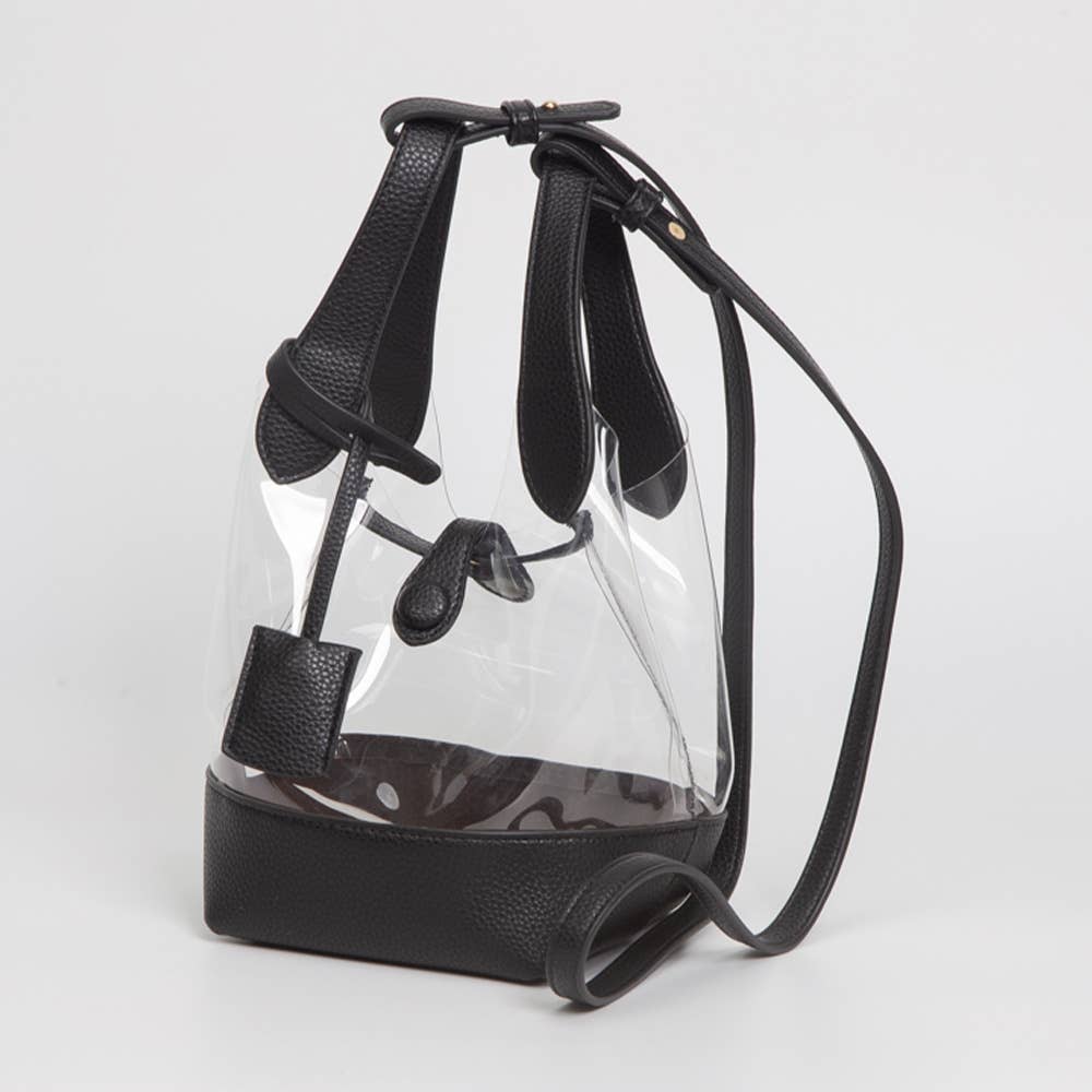 Transparent Bucket Shoulder Bag / Crossbody Bag: Clear,Purple