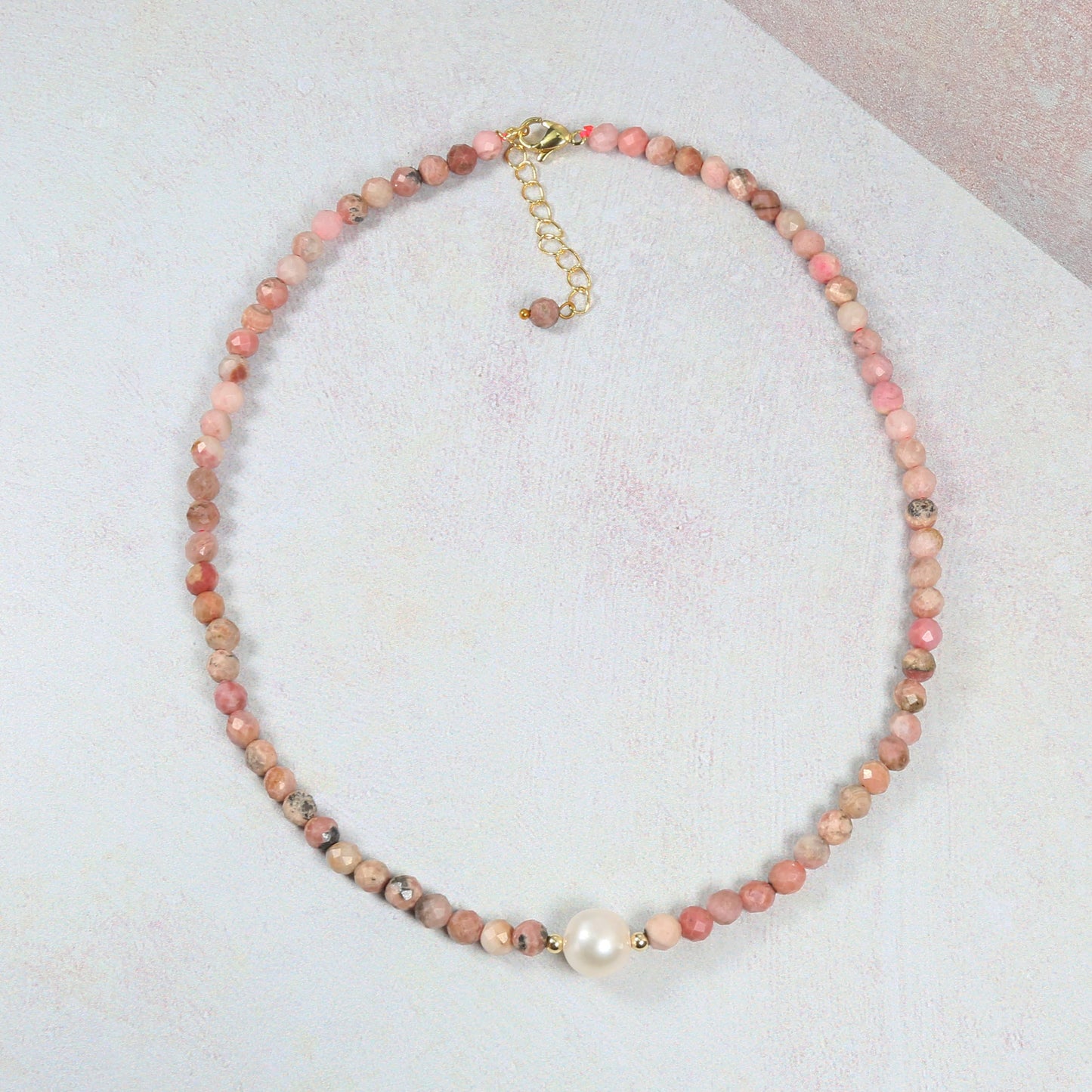 Pink Opal and Freshwater Pearl Short Necklace