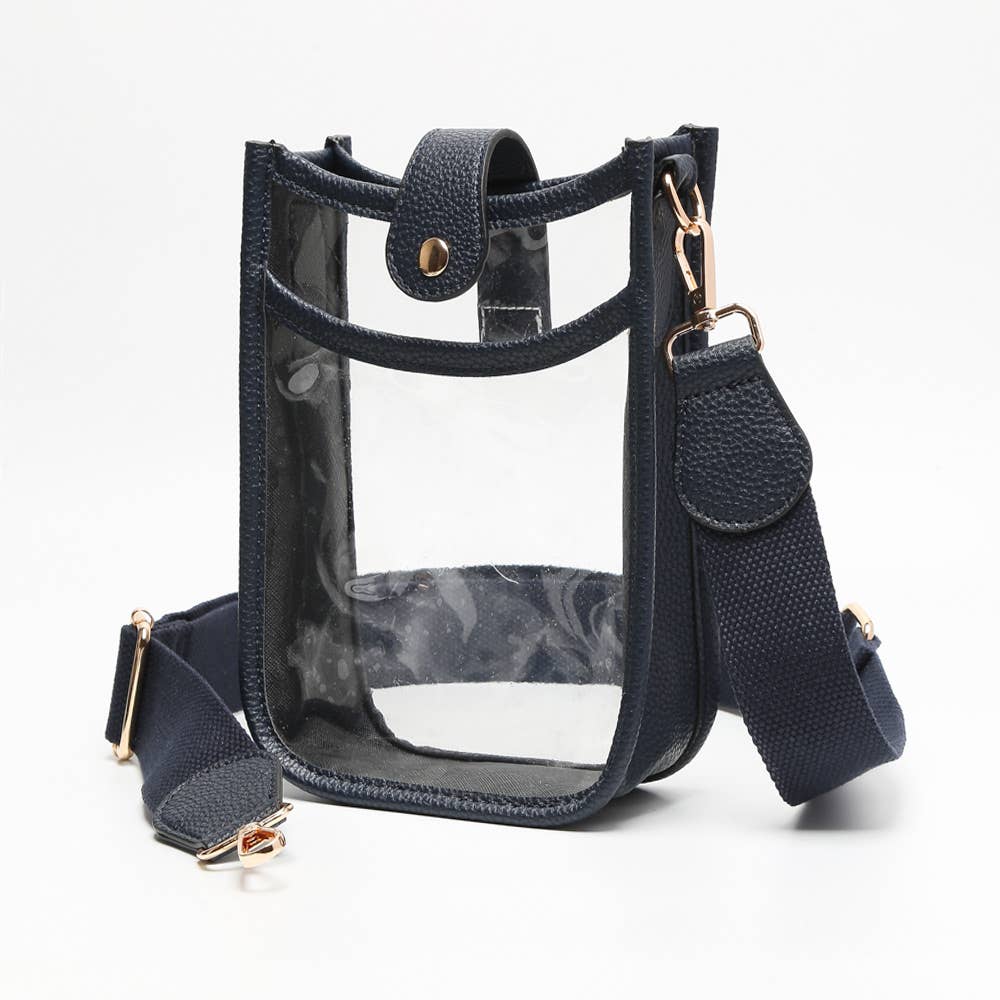 Solid Faux Leather Transparent Crossbody Bag: Clear,Orange
